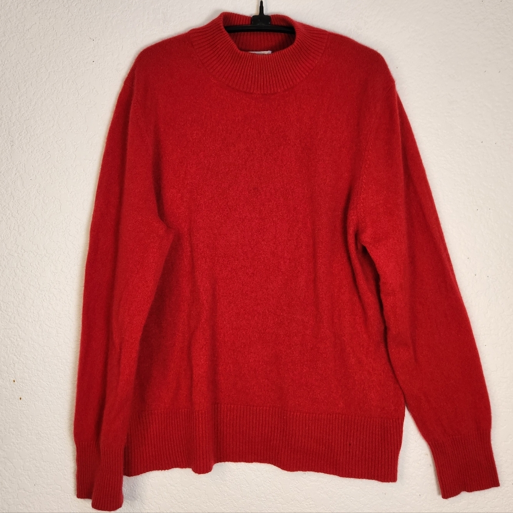 Investments Fine‎ Cashmere Red Mock Neck Women's Sweater, Size XL